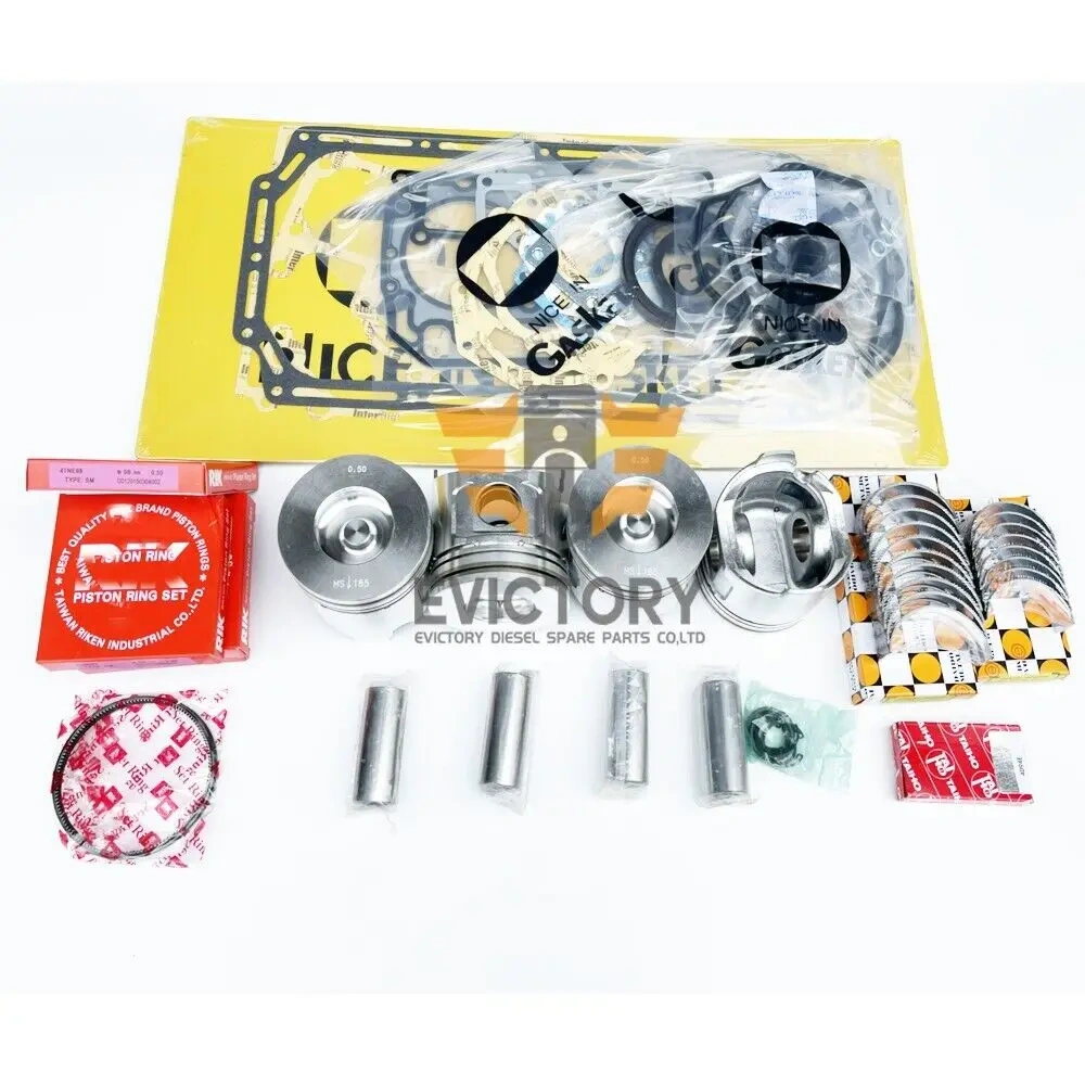 For Yanmar 4TNV94 4TNV94L rebuild kit oversize 0.50mm piston ring engine bearing full gasket kit + valve assy