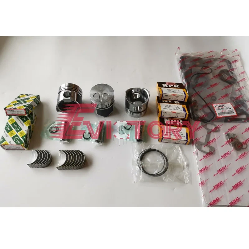 For Yanmar 3TN66-UJ 3TN66UJ 3TN66 rebuild kit Piston + ring set + big small bearing + full gasket kit