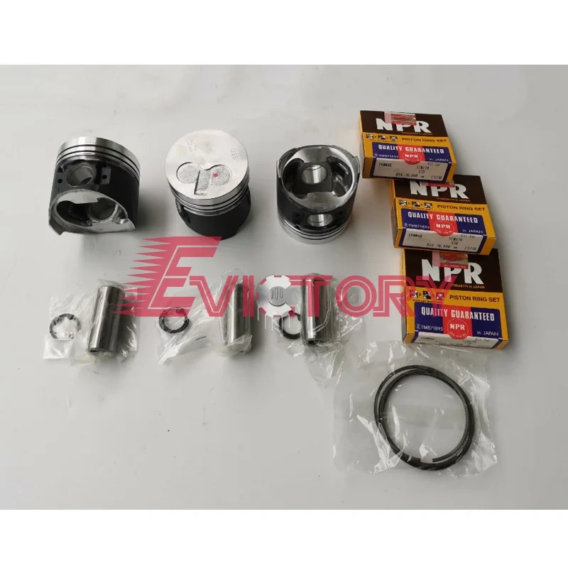 For YANMAR 3TNV70 Turbo engine valve guide piston ring full gasket kit
