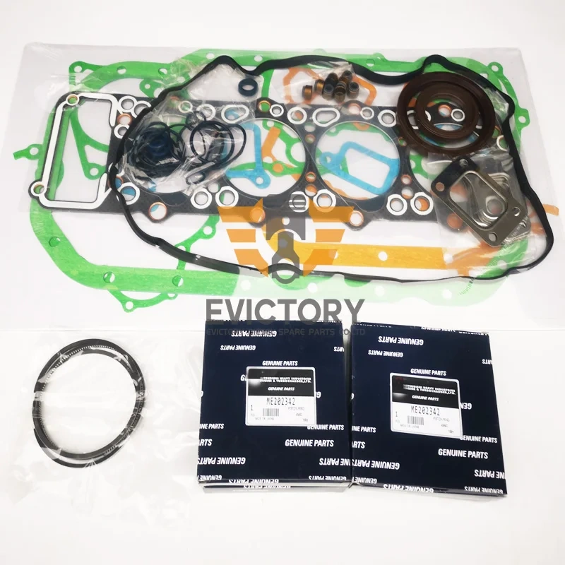For excavator MITSUBISHI 4M40T 4M40-T rebuild kit piston ring cylinder liner gasket bearing set