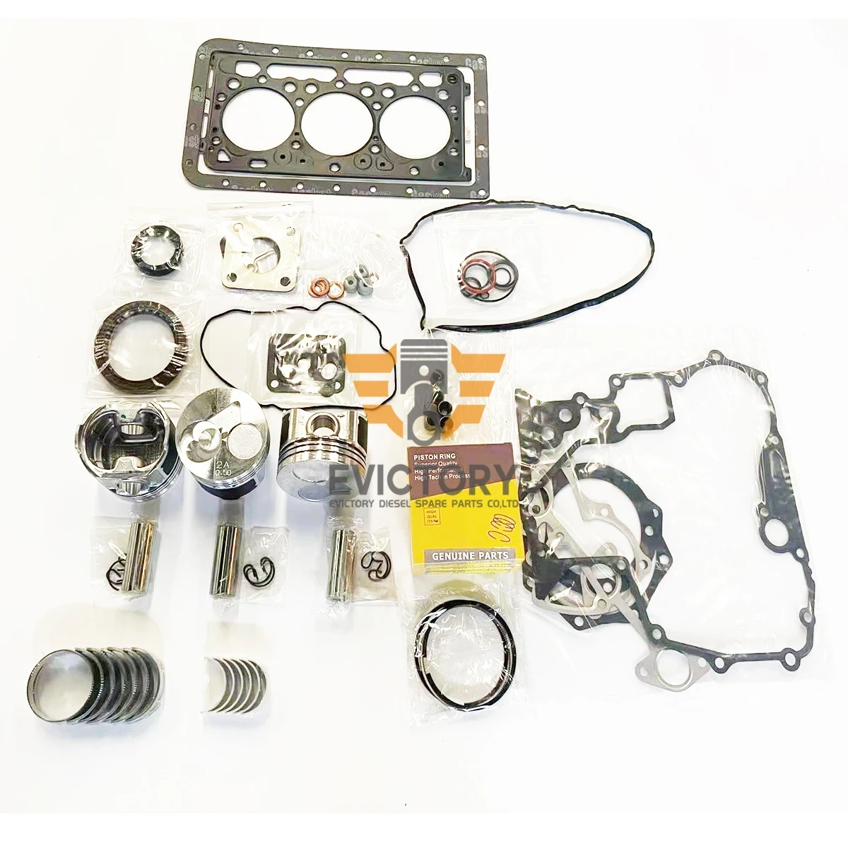 For KUBOTA D902 rebuild overhaul kit piston ring gasket bearing + valve guide + water pump + conrod