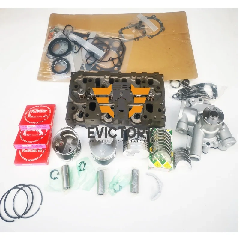 For Yanmar 3TNM72 Engine Overhaul Rebuild kit + Cylinder Head Assy Water pump