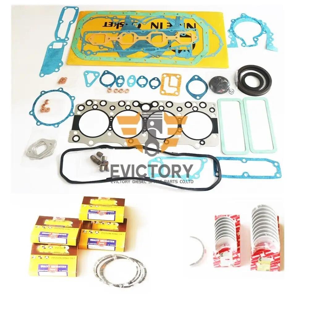 For ISUZU 4BD2-T 4BD2 4BD2T rebuild overhaul kit gasket + piston ring + bearings