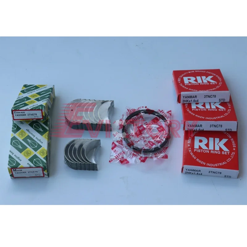 For YANMAR engine parts 3TNC80 piston ring + overhaul gasket kit + crankshaft main conrod bearing set