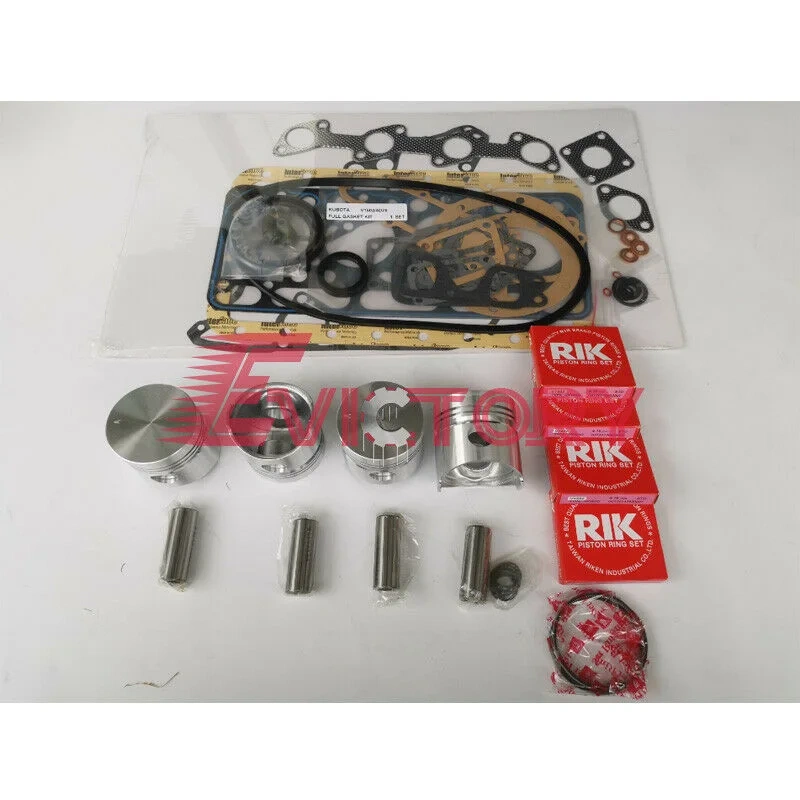 For Kubota V1902 engine overhaul parts piston + piston ring full gasket