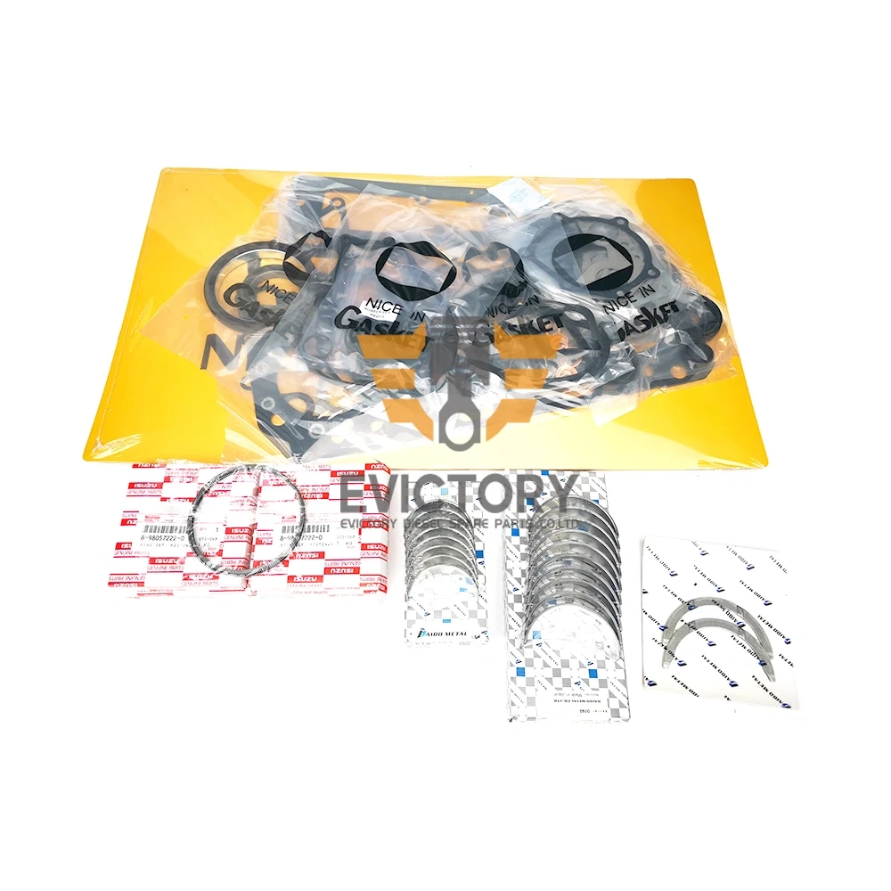 For ISUZU 4JJ1X 4JJ1T rebuild overhaul kit piston ring all bearings full gasket kit