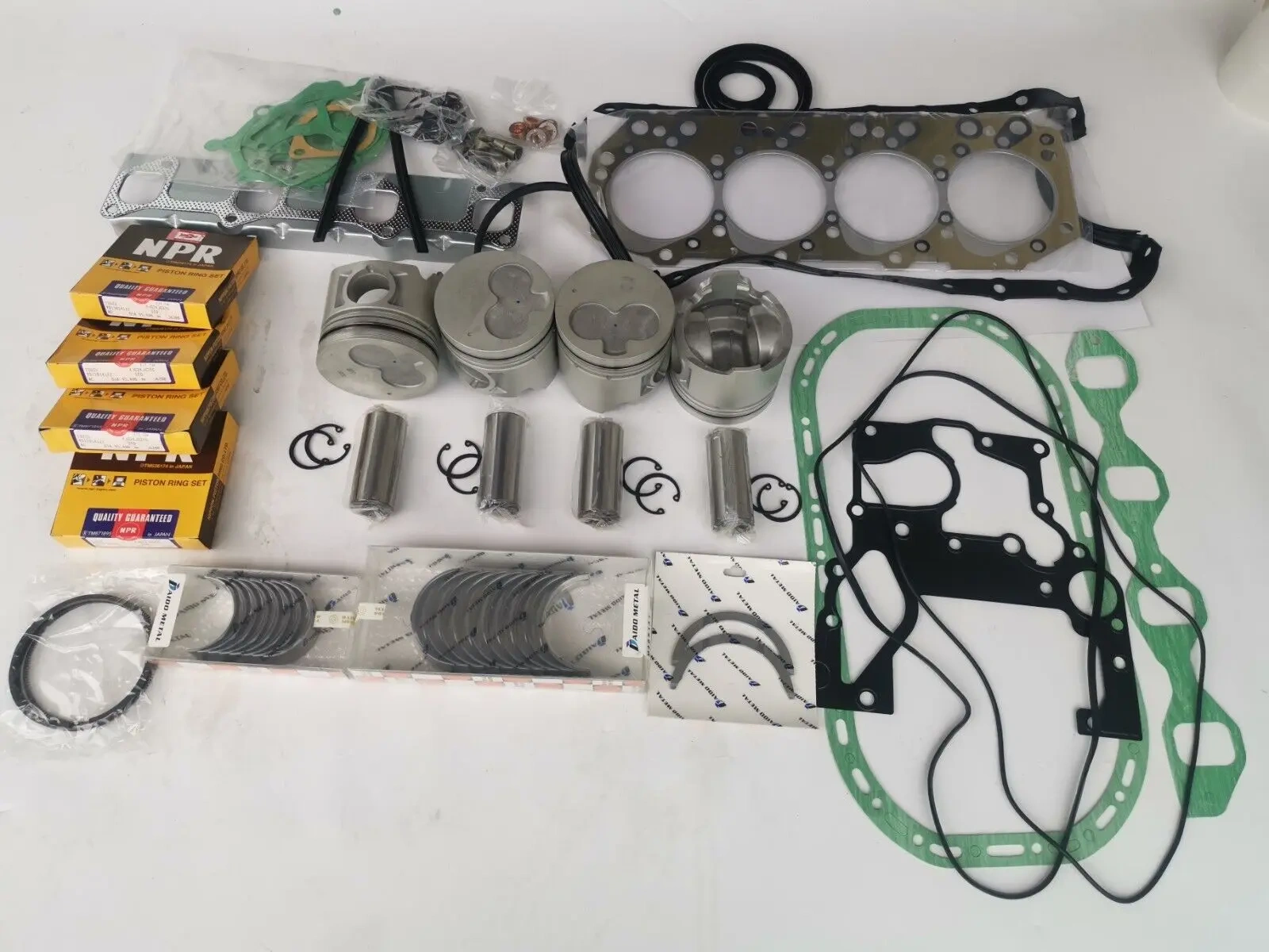 For Isuzu 4JG1 4JG1T rebuild overhaul kit main conrod bearing + piston + piston ring + full gasket kit + 4 cylinder liners