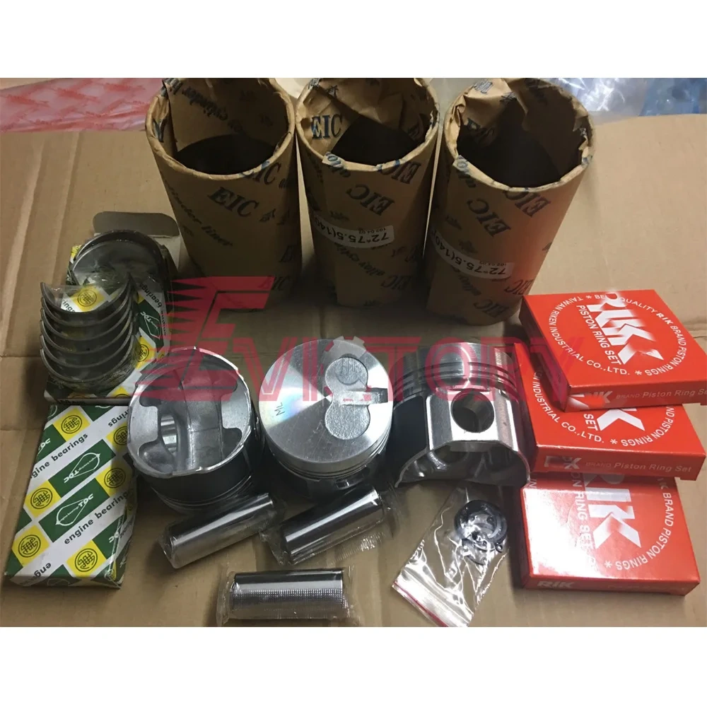 For YANMAR parts 3TNA72 crankshaft main conrod bearing cylinder liner piston ring complete gasket kit