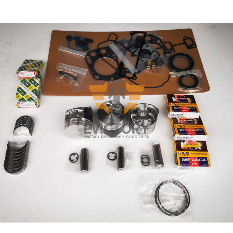 For Yanmar 3TNV76 Overhaul Rebuild Kit Engine Ammann VIO25 SV20 Excavator Repair