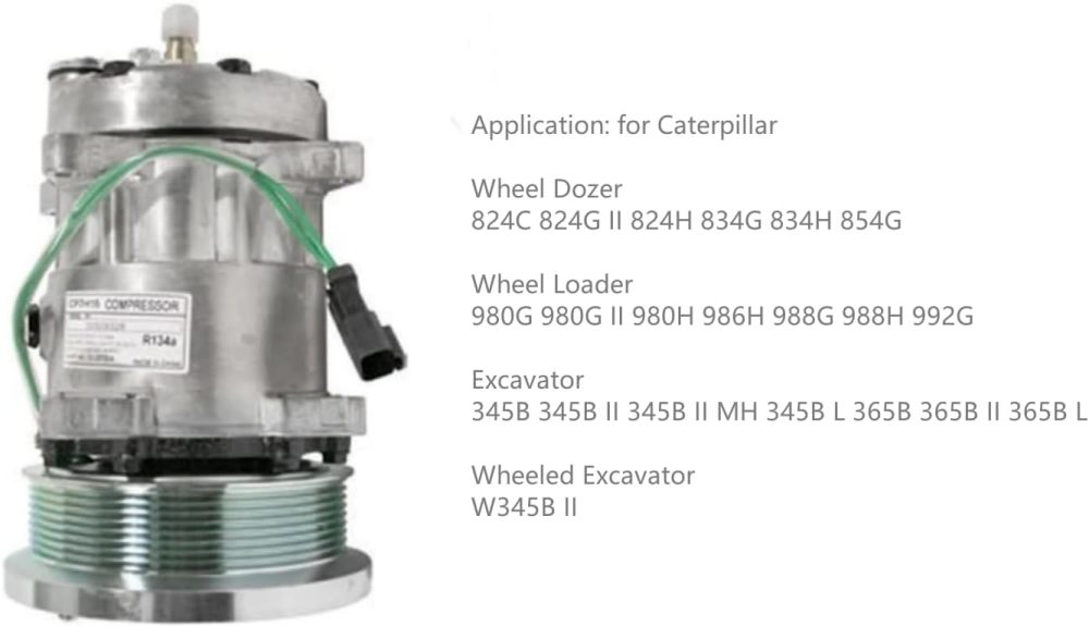 218-0324 A/C Compressor with 24 Volt Clutch for Caterpillar CAT 345B 365B 980H 980G 988H 988G 992G 986H 24M 735 740 797 793D 770 793F 797B Excavator Wheel Loader Truck