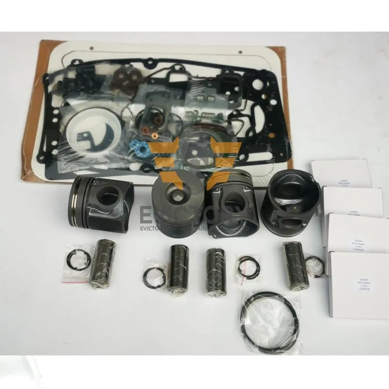 For JCB444 rebuild Piston ring cylinder liner head gasket bearing main con rod