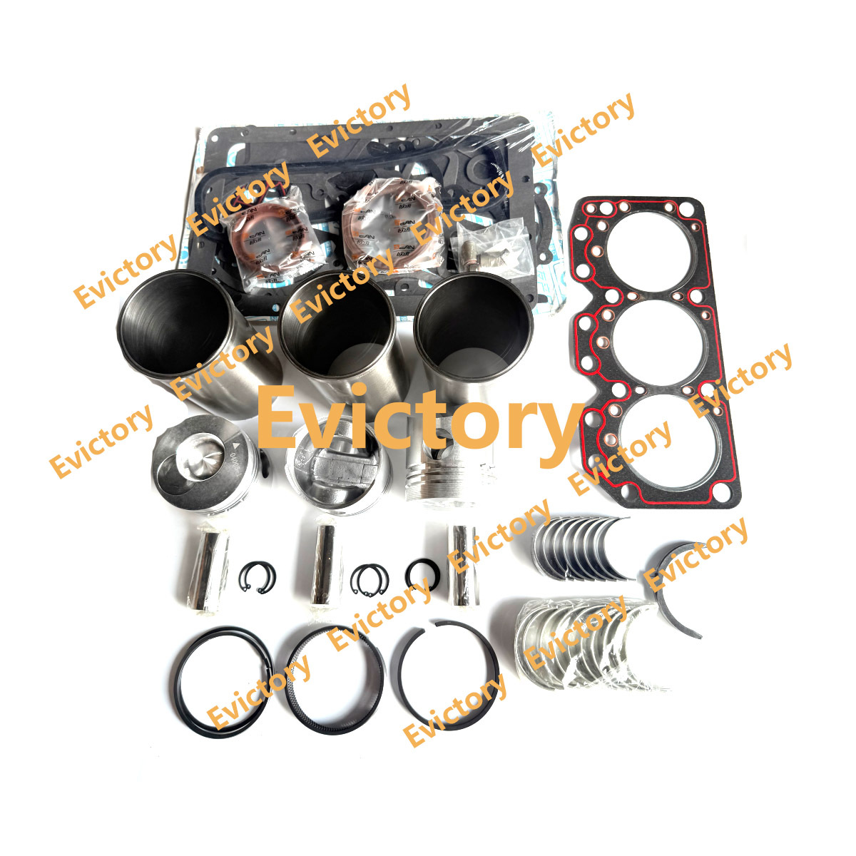 For Laidong KM385 KM385B KM385BT Diesel Engine Overhaul Rebuild Kit - Cylinder Liner + Pistons + Piston Ring + Full Gasket Kits + Bearing Set