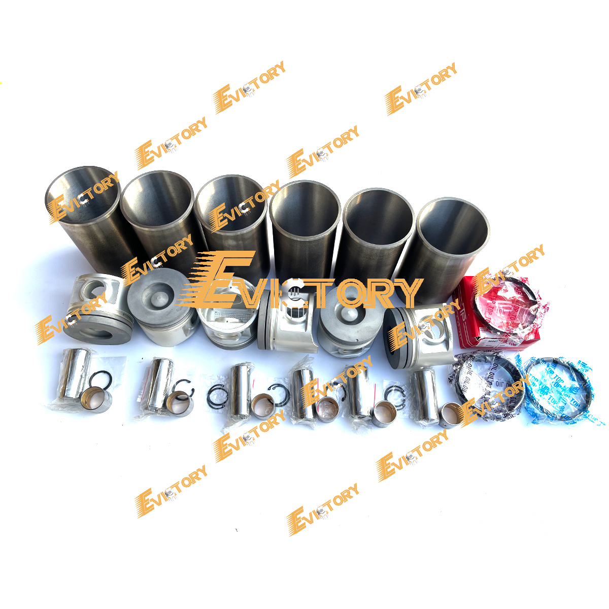 6-Cylinders 13Z Engine Overhaul Rebuild Kit for Toyota Forklift - Pistons + Piston Ring + Cylinder Liner + Full Gasket Set + Bearings