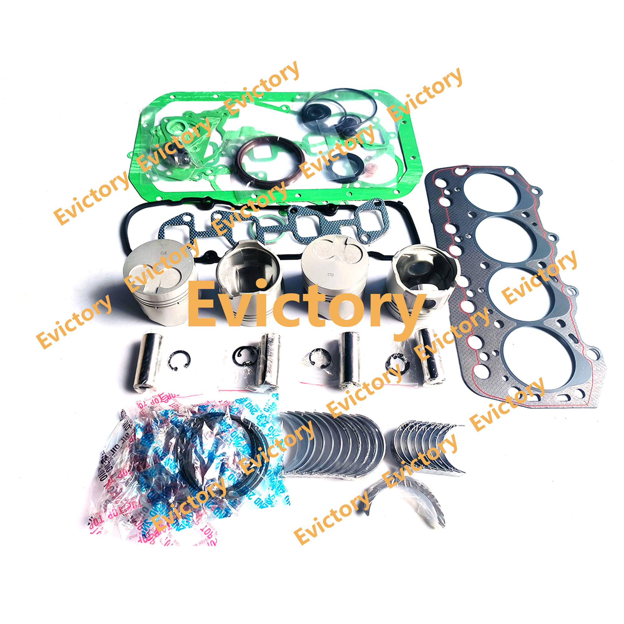 For Toyota Forklift 1DZ 1DZ-2 Engine Overhaul Rebuild Kit Pistons + Piston Ring + Cylinder Liner + Full Gasket Kits + Bearing Set