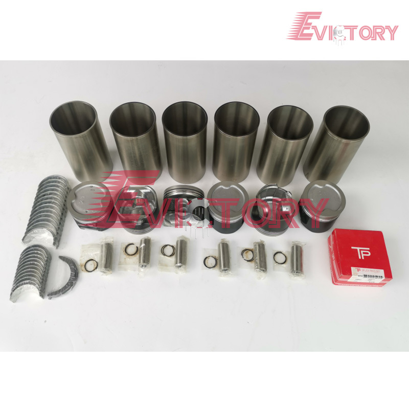 6-Cylinders 1FZ Engine Overhaul Rebuild Kit for Toyota Forklift - Pistons + Piston Ring + Cylinder Liner + Full Gasket Set + Bearings