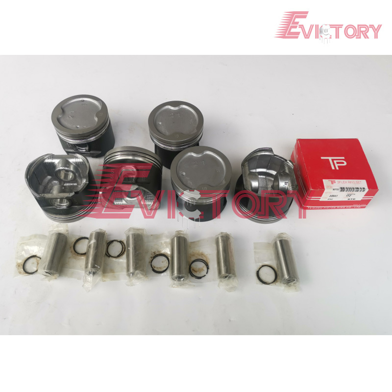 6-Cylinders 1FZ Engine Overhaul Rebuild Kit for Toyota Forklift - Pistons + Piston Ring + Cylinder Liner + Full Gasket Set + Bearings