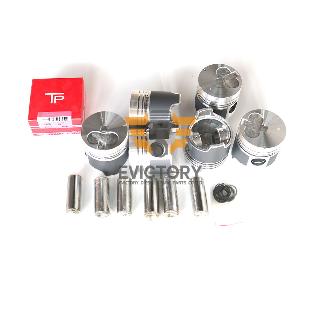 6-Cylinders 2H Engine Overhaul Rebuild Kit for Toyota Forklift - Pistons + Piston Ring + Cylinder Liner + Full Gasket Set + Bearings