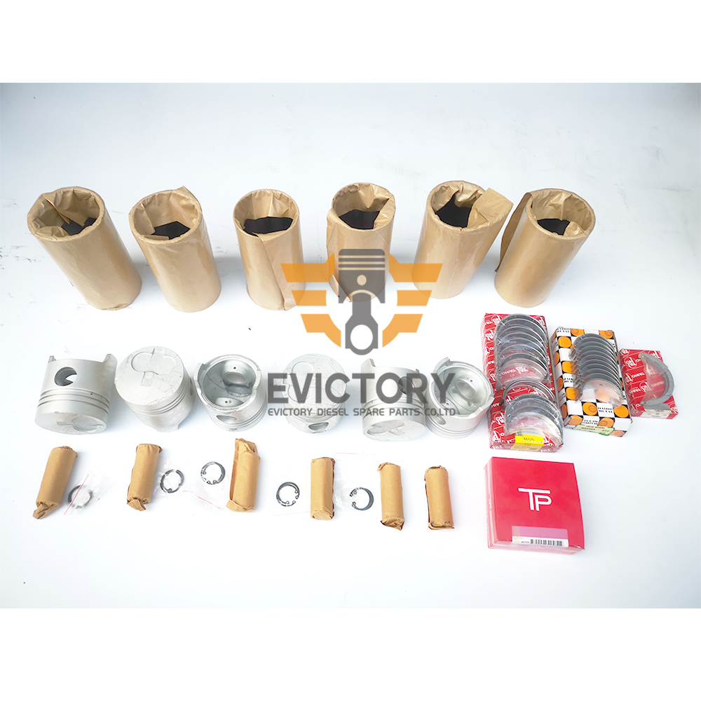 6-Cylinders 2H Engine Overhaul Rebuild Kit for Toyota Forklift - Pistons + Piston Ring + Cylinder Liner + Full Gasket Set + Bearings