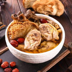 Hericium erinaceus and deer antler stewed chicken soup