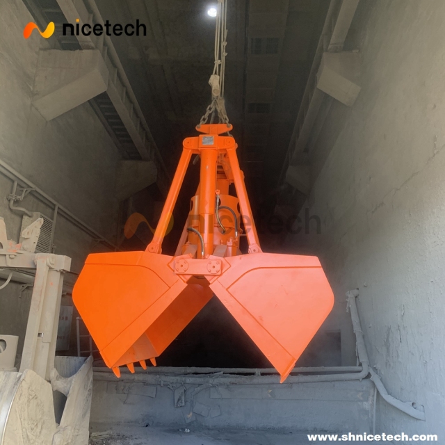 Electric Hydraulic clamsell grab for overhead crane at power plant