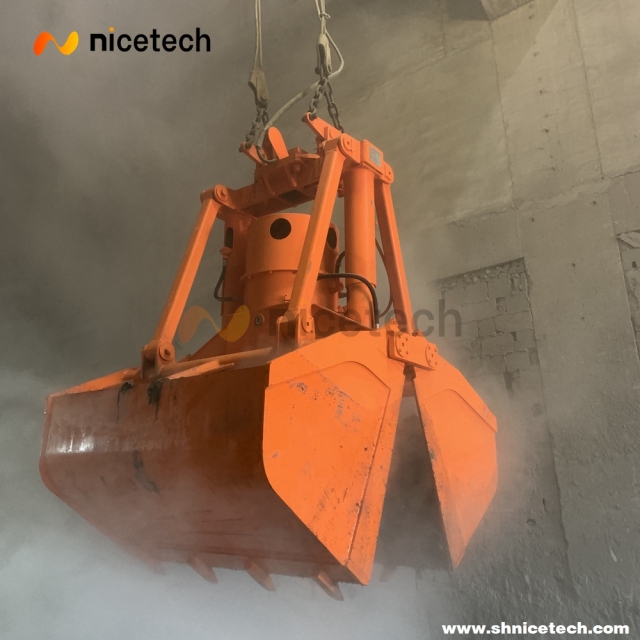 Electric Hydraulic clamsell grab for overhead crane at power plant