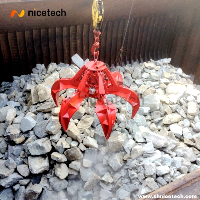 Electric Hydraulic Orange peel grab for big Stone operation on board