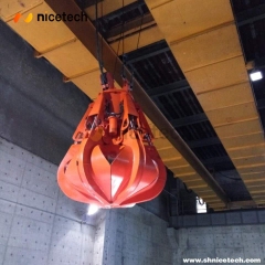 16T 8CBM Full close Electric Hydraulic Orange peel grab operation at power plant