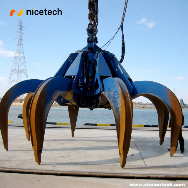 Single Line Motor  Hydraulic Orange peel grab for scarp,