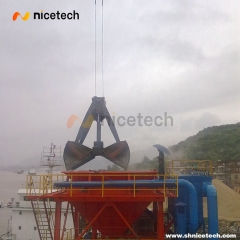 Four rope control mechnical grab bucket  for coal working with hoppper operation on port