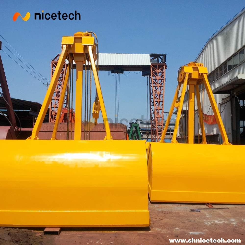 25T 12cbm Single Rope Touch Down Open Grab Bucket with click plate
