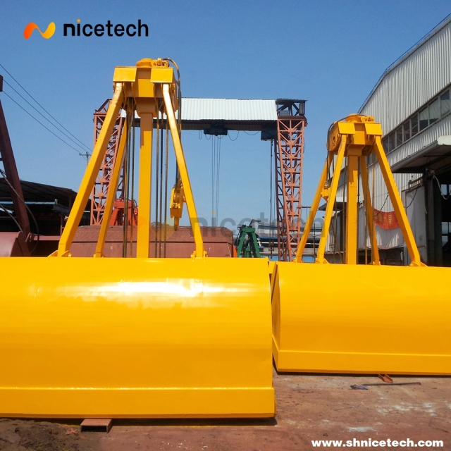 25T 12cbm Single Rope Touch Down Open Grab Bucket with click plate