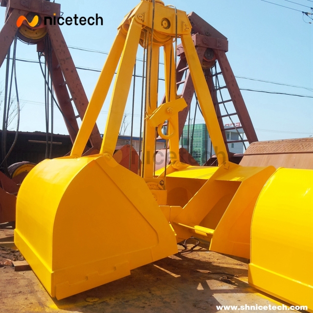 25T 12cbm Single Rope Touch Down Open Grab Bucket with click plate