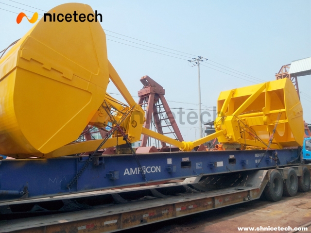 25T 12cbm Single Rope Touch Down Open Grab Bucket with click plate