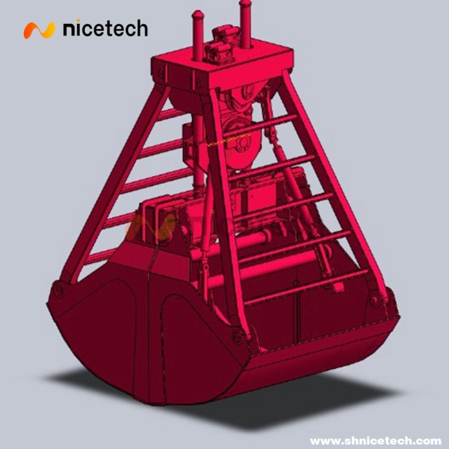 25T 12cbm Single Rope Touch Down Open Grab Bucket with click plate