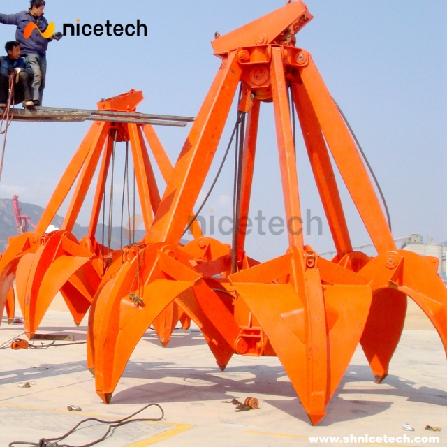 16T four rope mechnical orange peel grab for bulk cargo on port