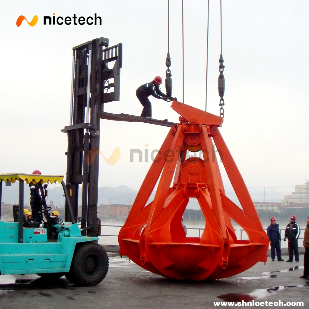 Four rope orange peel mechanical grab