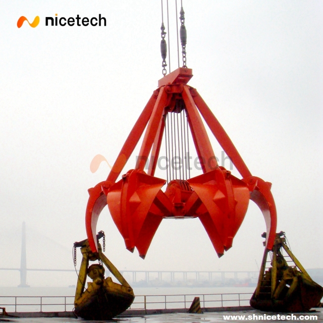 16T four rope mechnical orange peel grab for bulk cargo on port
