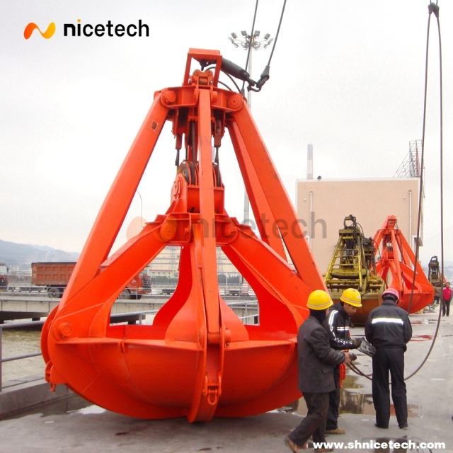 16T four rope mechnical orange peel grab for bulk cargo on port