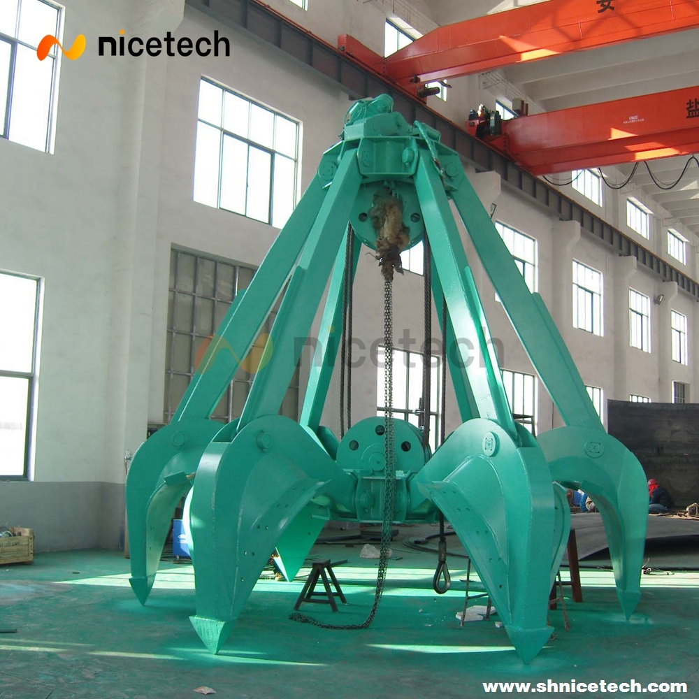 Four rope orange peel mechanical grab