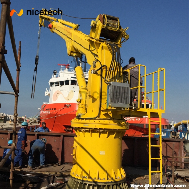 Ship Lifting Machine Electro-Hydraulic Telescopic Knuckle Boom Marine Deck Crane