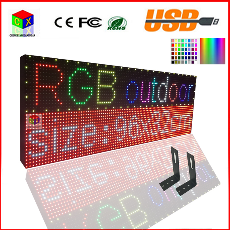 38"X12.6"LED sign LAN and usb programmable rolling information led screen display P10 RGB outdoor full color led display