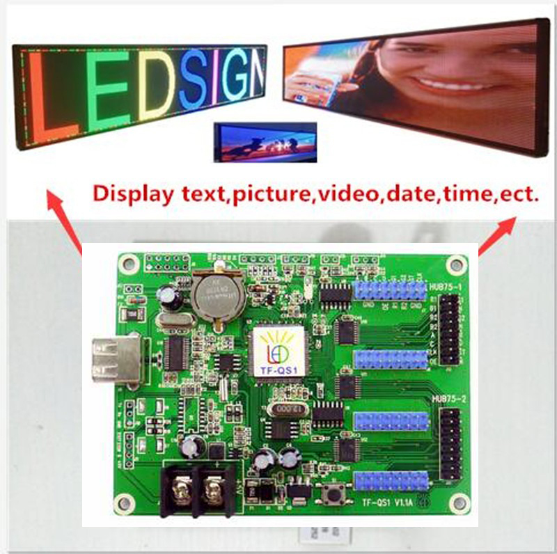 Asynchronous full-color control card TF-QS1 can partition LED display full color grayscale video card 8 M