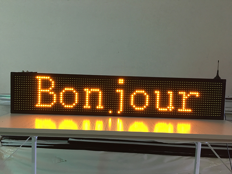 40X8 inch P10 indoor yellow LED sign wireless and usb programmable rolling information 1000x200MM led display screen