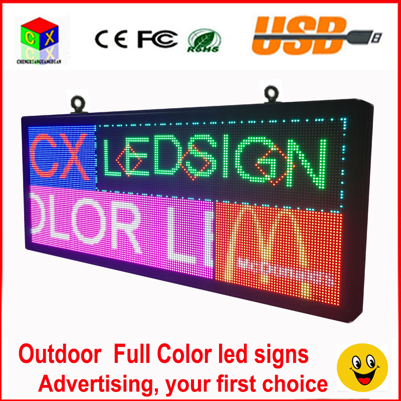 RGB Full Color LED Sign 40''x18''/ Support Scrolling Text LED Advertising Screen / Programmable Image Video Outdoor LED Display