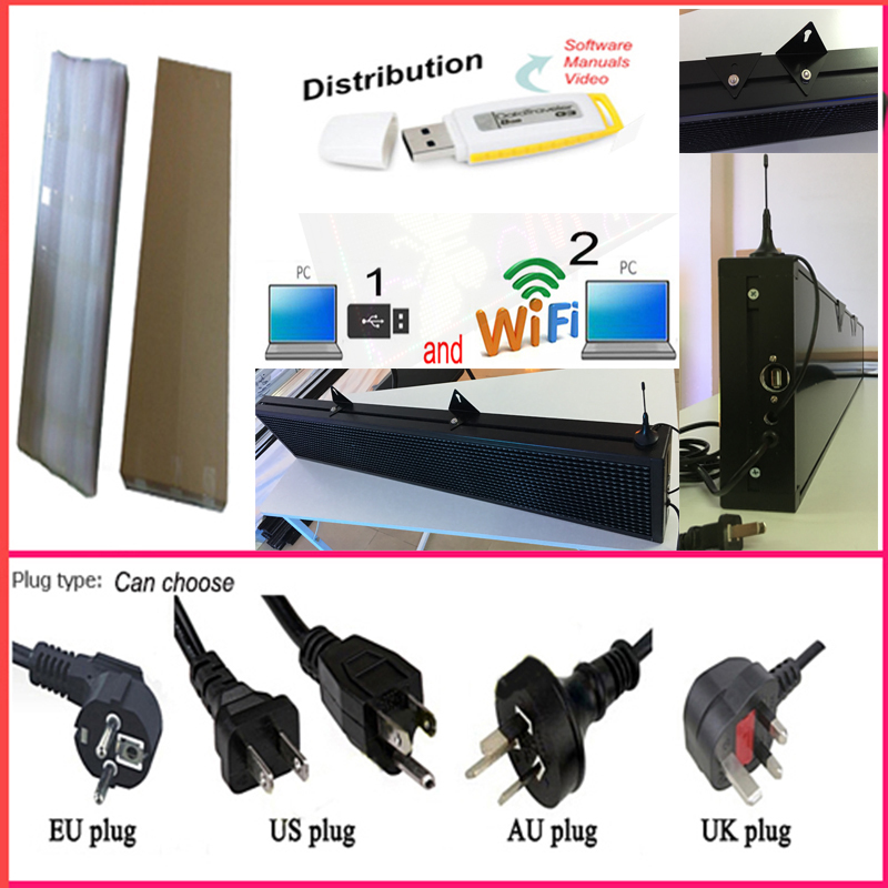 40X8 inch P10 indoor yellow LED sign wireless and usb programmable rolling information 1000x200MM led display screen