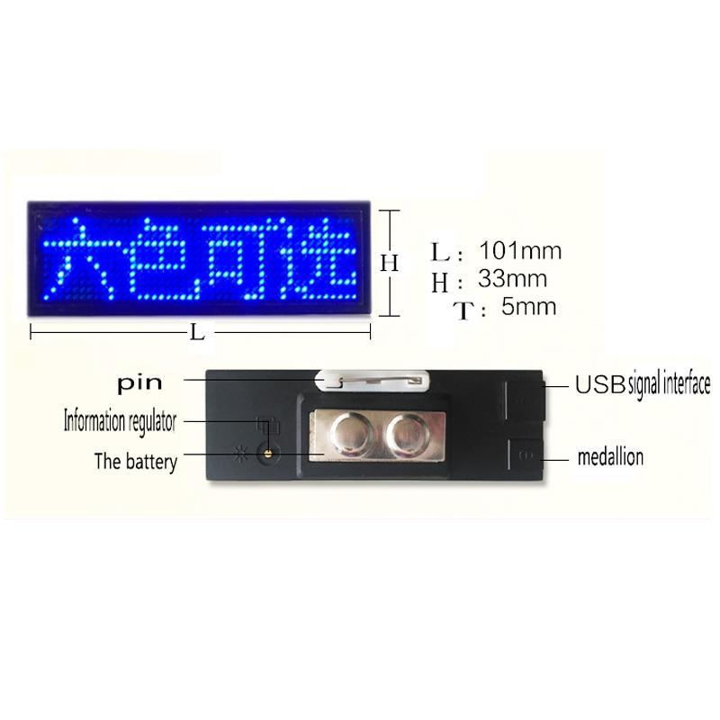 44x11  blue LED business card signs display board advertising rechargeable programmable business badges led signs