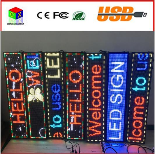 40x9 inch full color indoor led sign and usb wifi programmable scrolling information LED display