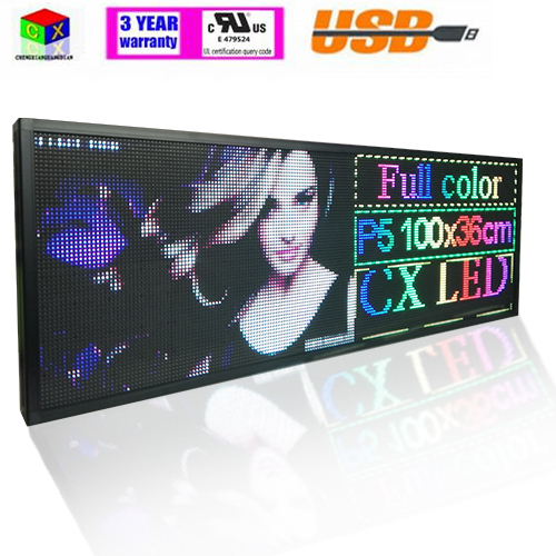 39"x14" RGB Full color  P5 Indoor LED Message Sign Moving Scrolling led Display Board for shop windows