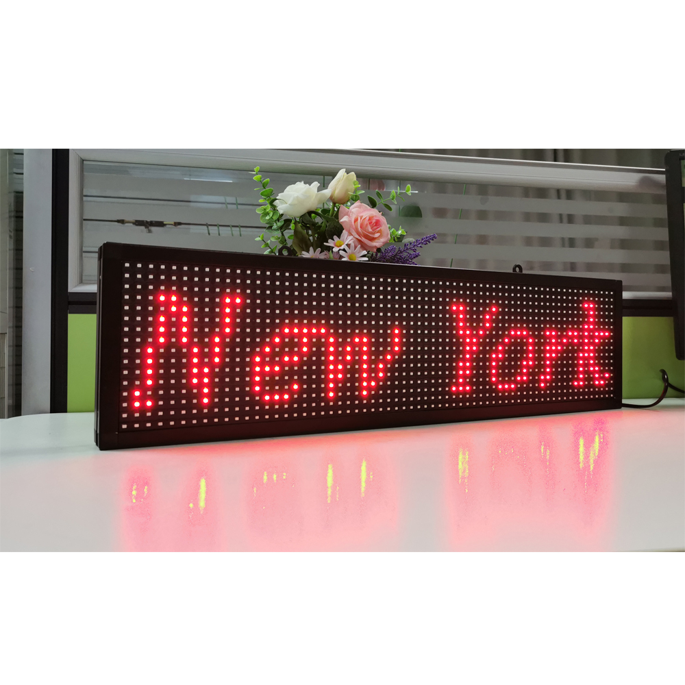 27X8 inch P10 RED LED scrolling sign wireless and usb programmable  information 680x200MM led display screen
