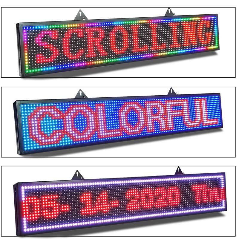 CX PH10mm WiFi Sign 40x 8 inch Outdoor Led Sign Scrolling Message Board RGB Full Color Display with SMD Technology for Advertising and Business